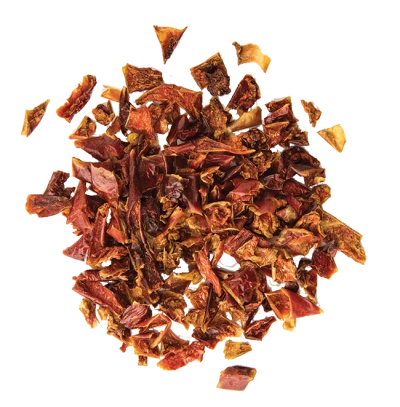 Fiocchi di paprika rossa disidratati fotografia zoom